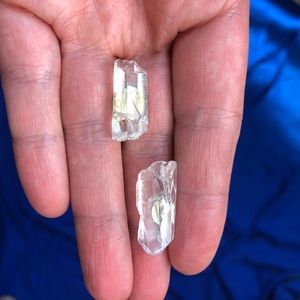Raw Clear Crystal Quartz oversized stud earrings